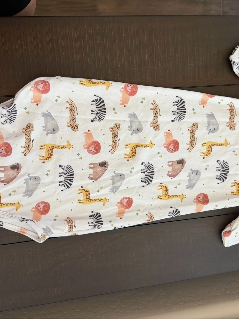 Caden Lane Baby White Animal Print Gown and Hat